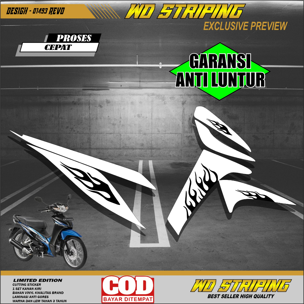 01433 CUTTING STICKER STRIPING REVO FIT MOTIF API HOT WHEELS STRIPING REVO FIT STIKER REVO FIT NEW S