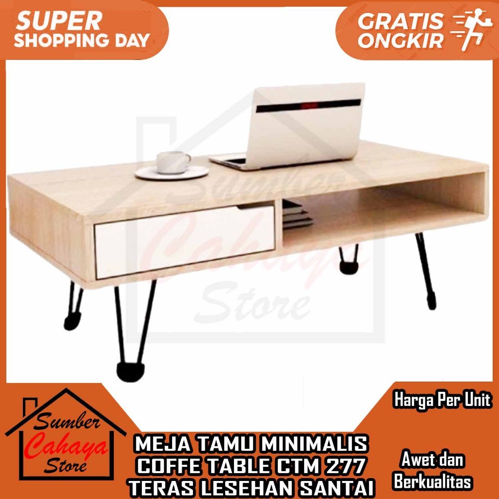 MELODY Coffee Table CTM 277 Meja Kopi Teh Santai Mini Persegi Panjang Tamu Lesehan Colombia Walnut S