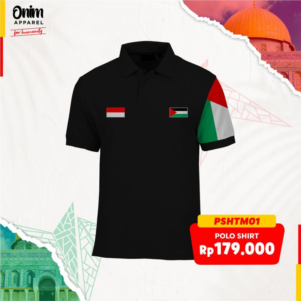Kaos Polo Palestine hitam Onim apparel