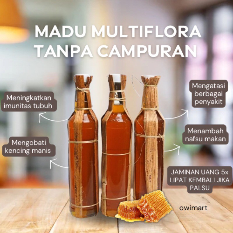 

Madu Asli 100% - Madu Multiflora Murni - Pure Natural Raw Honey - Madu Murni Tanpa Campuran