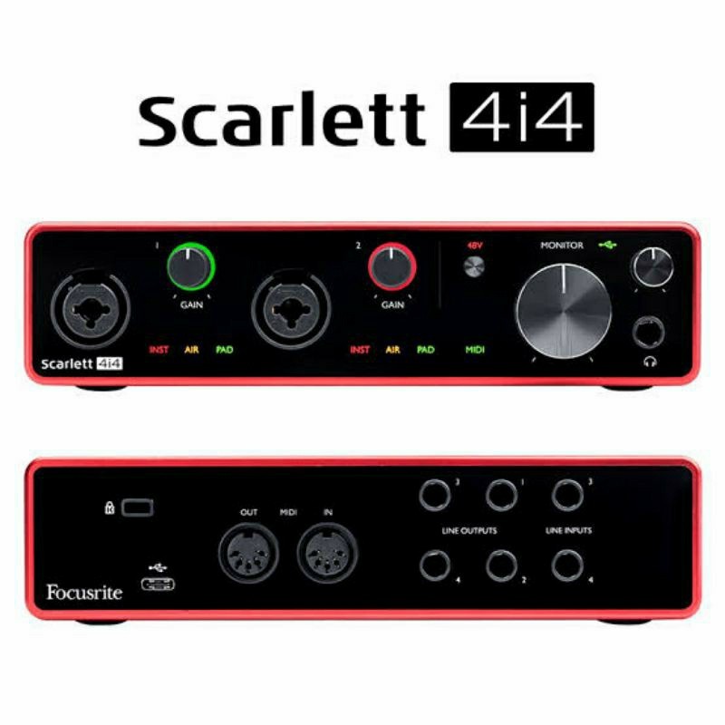 Focusrite Scarlett 4i4 3rd Gen Soundcard Recording Original Focusrite
