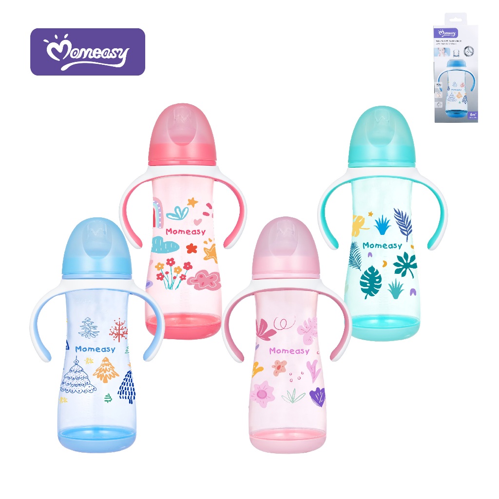 JUAL BOTOL SUSU BAYI WIDE NECK GEPENG PLUS NATURAL MOMEASY / DOT BAYI GEPENG WIDE NECK PLUS NATURAL