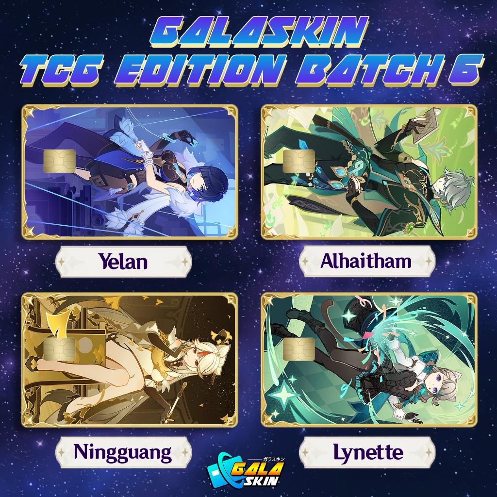 Stiker Sticker Skin Kartu Atm Genshin Impact Yelan Alhaitham Lynette Ningguang TCG Special Hologram 