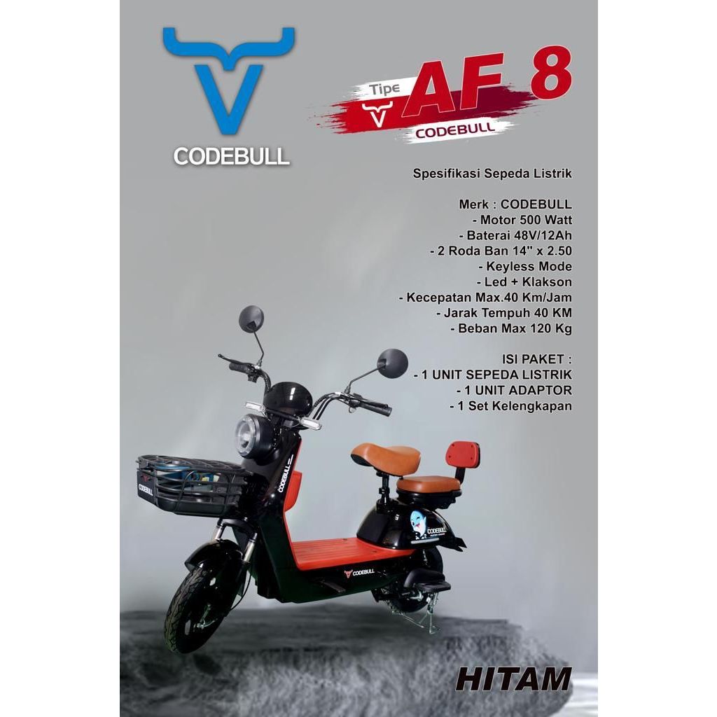 [READY STOK] Sepedah Listrik CODEBULL type AF8 E-Bike Sepedah Motor Listrik Dewasa