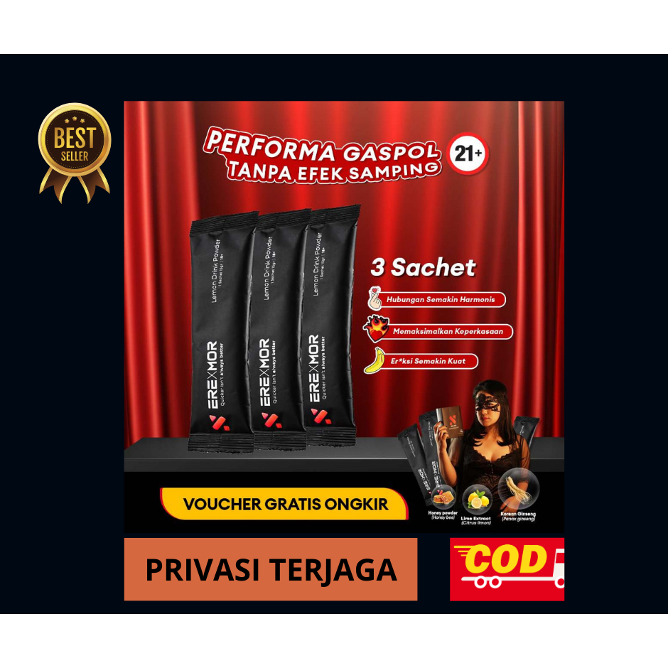 Minuman Ginseng EREXMOR Stamina Pria Obat Tahan Lama Cowok 3 Sachet Free Sutra mykoleksy