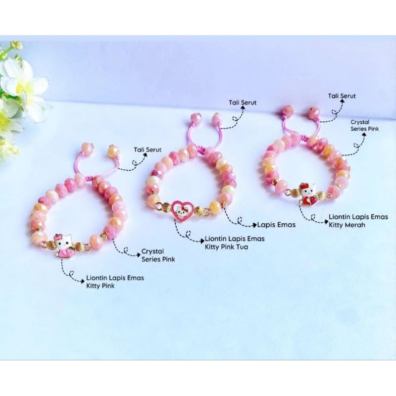 Gelang Serut Anak Variasi Kitty Lapis Emas