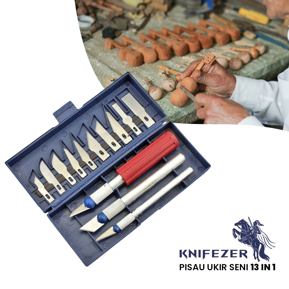

KNIFEZER Set Pisau Ukir Seni 13 in 1 Crafting Knife 3 Handle - A-003 - Silver-OMTHAFSV