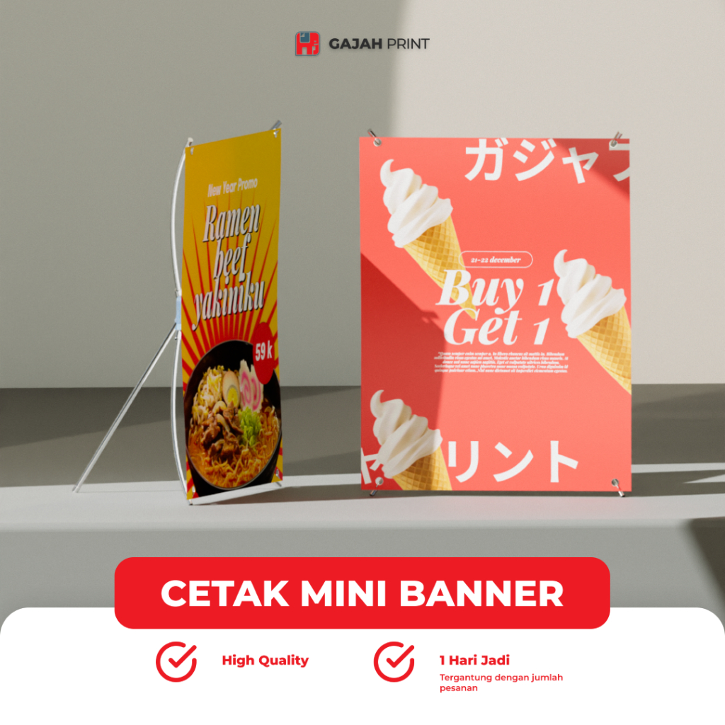 Cetak Mini X Banner Custom 25 x 40 cm / Banner Stand Meja