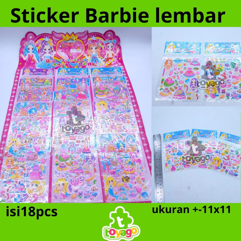

Sticker barbie lembaran isi 18pcs grosir murah (sticker timbul new)