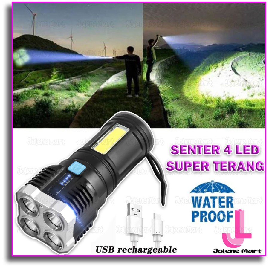 JOLENE - Senter LED COB L-S03 Senter Rechargeable USB 4 Mode