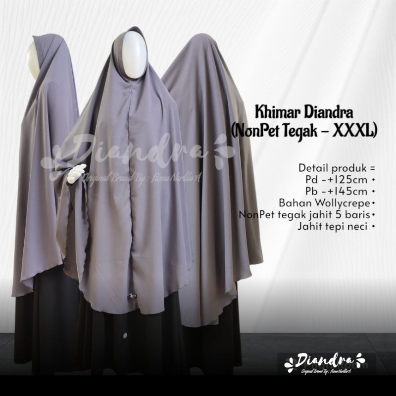 Khimar Wollycrepe Jilbab Wollycrepe XXXL NonPet Merk Diandra Hijab