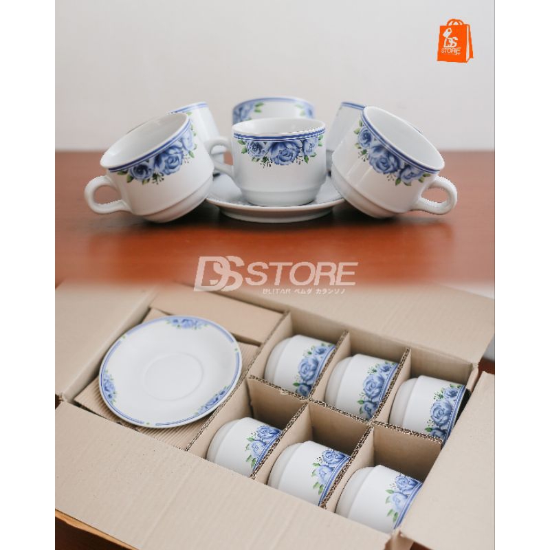 Cangkir set Rose Keramik/Gelas kopi keramik/kopin/gelas teh/mug tatakan set