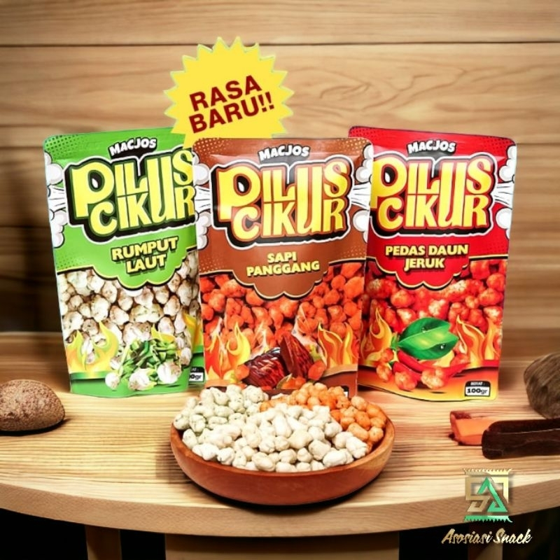 

MACJOS PILUS CIKUR CIMOL KERING TIKTAK snack cemilan viral RASA ASLI PEDAS DAUN JERUK Kencur Original kemasan Premium isi 100.gr Renyah gurih nikmat tidak Keras Empuk Ngepros Topping Baso Aci Makanan Ringan Murah