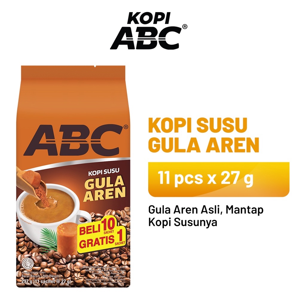 

SUPER DISKON ABC Kopi Susu Gula Aren 1 Pack 11 x 27 gr
