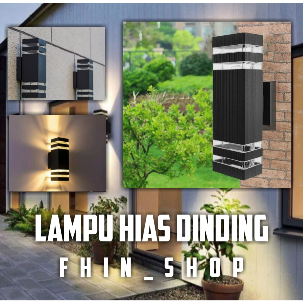 lampu dinding tempel hias taman pilar teras outdoor dua arah kotak segi BAYAR DITEMPAT