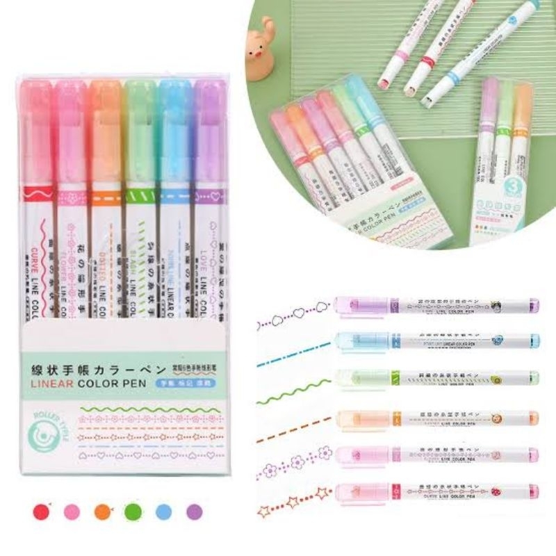

Linear Color Pen Import Highlighter Pen Spidol Motif Warna Lucu