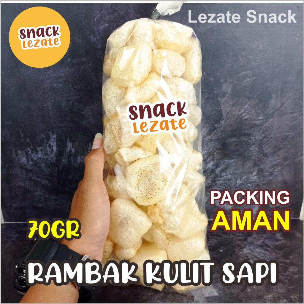 

Rambak Kulit Sapi Asli 70GR Matang Khas Solo Murah Renyah / Krupuk Kulit Sapi 1 Bal Mateng Krecek Rambak Sapi Sayur Lezate Snack