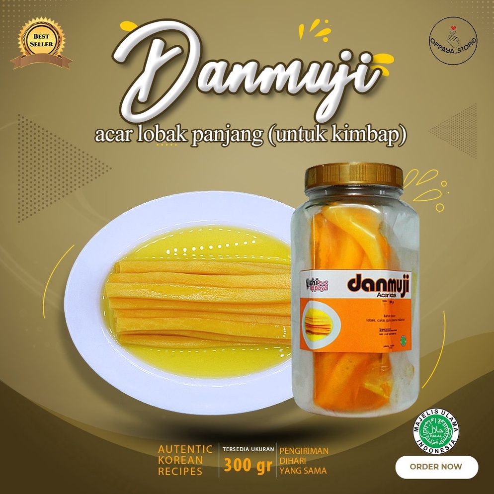 

BEST SELLER Danmuji Panjang Kimbab Acar Lobak Kuning Untuk Kimbab 3 Gram Isi 2 Potong Panjang