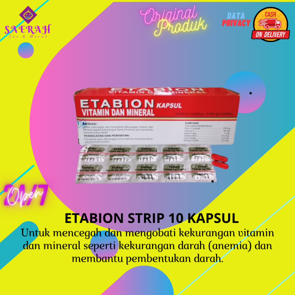❤Alesha❤ Etabion 10 Kapsul | Multivitamin dan Mineral Etabion | Etabion Strip | Etabion