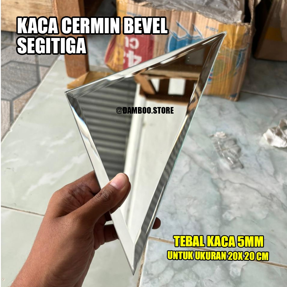 Kaca cermin Bevel 20 x 20 cm Tebal 5mm - Cermin hiasan dinding - Cermin kaca - kacabevel - bevel kac