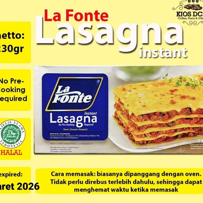 

HOT La Fonte Lasagna Instant Pasta Lembar 23gr