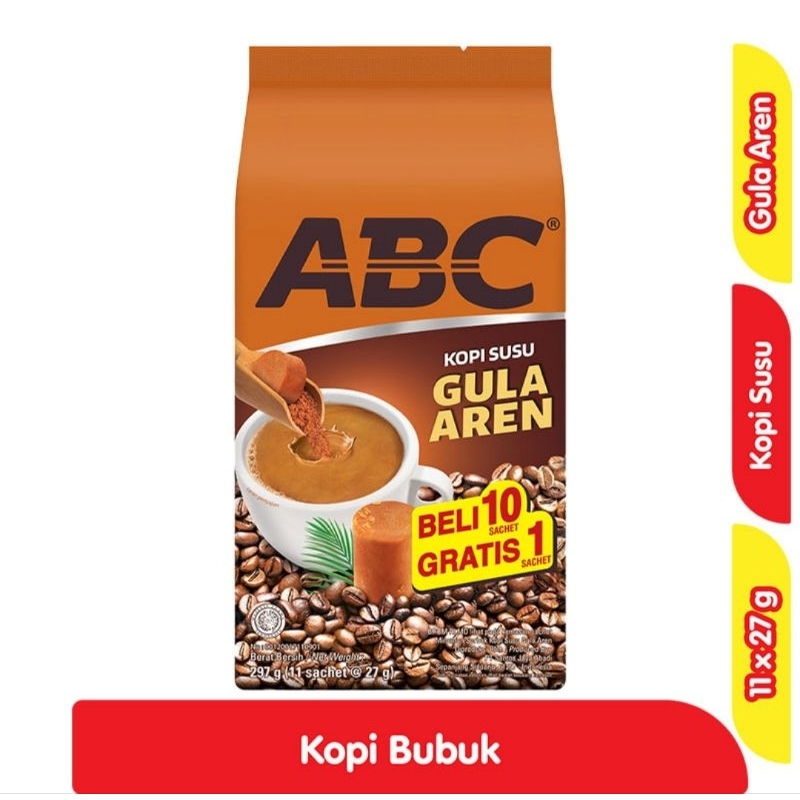 

Abc Kopi Susu Instan Gula Aren isi 10 x 27 gram