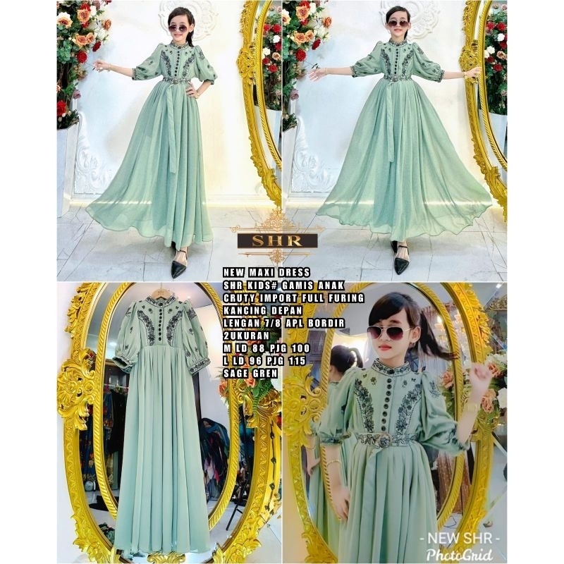 New dress anak mewah tapi tetap terlihat simple dgn bahan ceruty premium import, full furring, shr o