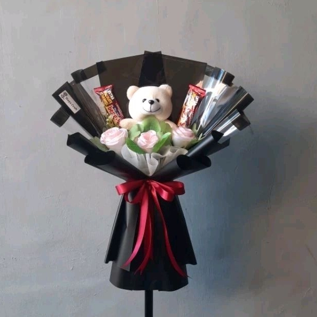 buket boneka bunga dan snack