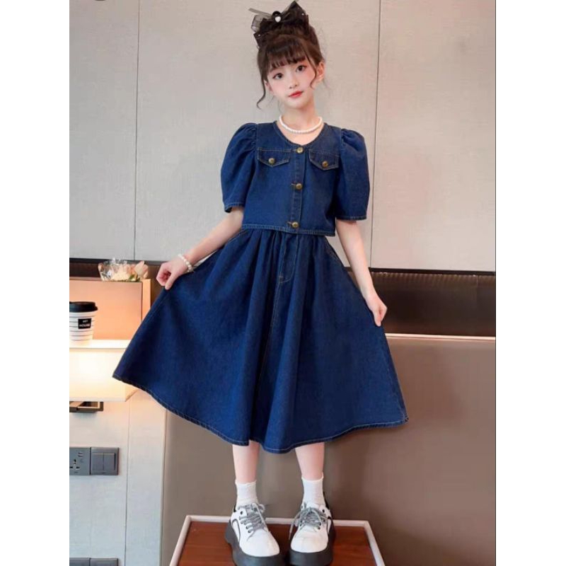 NEW ARRIVAL SETELAN ROK DENIM MEGAR + ATASAN BANGKOK IMPORT SUPER PREMIUM ANAK PEREMPUAN USIA 5 6 7 