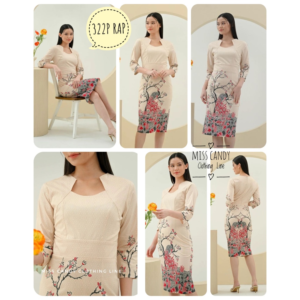 TERLARIS Midi Dress Batik Bodycon Wanita Modern Katun Stretch 322 BNI MTS IJO UBI RAP JM HT JCO ALI