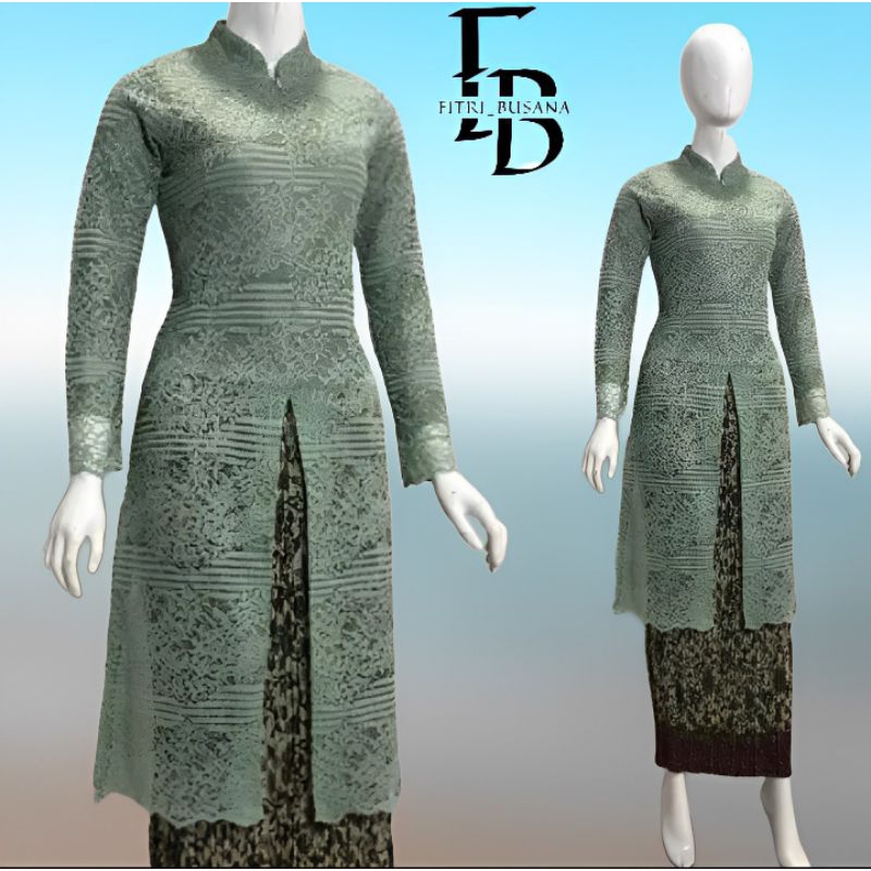 SETELAN KEBAYA MODERN TUNIK KURUNG BUSUI ATASAN KEBAYA MUSLIM BRUKAT MALIKA SET KEBAYA PESTA KONDANG