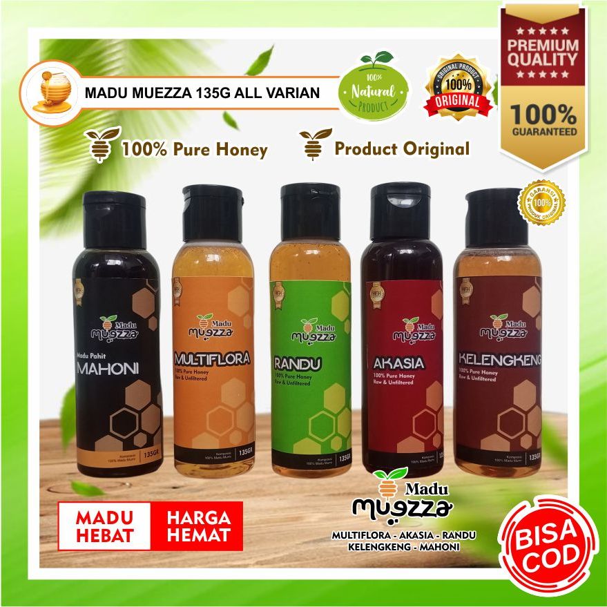 

MADU MUEZZA ALL VARIAN uk. 135GR Grade A , 100% ASLI dari NEKTAR BUNGA Pilihan : MADU MAHONI , MADU RANDU , MADU AKASIA , MADU KELENGKENG , MADU PAHIT MAHONI Pilihan Terbaik Keluarga untuk Kesehatan , Kebugaran & Stamina