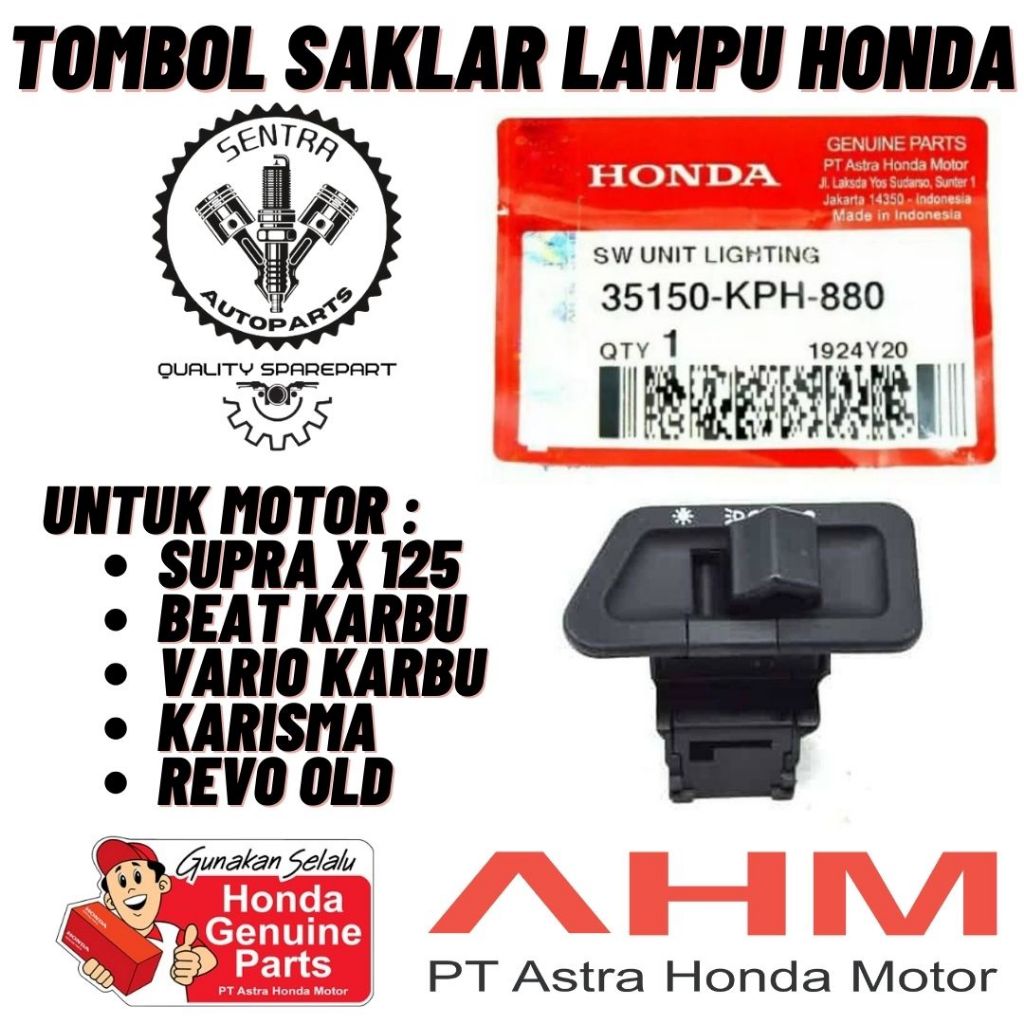 ORIGINAL AHM TOMBOL SAKLAR LAMPU ON OFF HONDA BEAT KARBU KARISMA VARIO SUPRA X 125