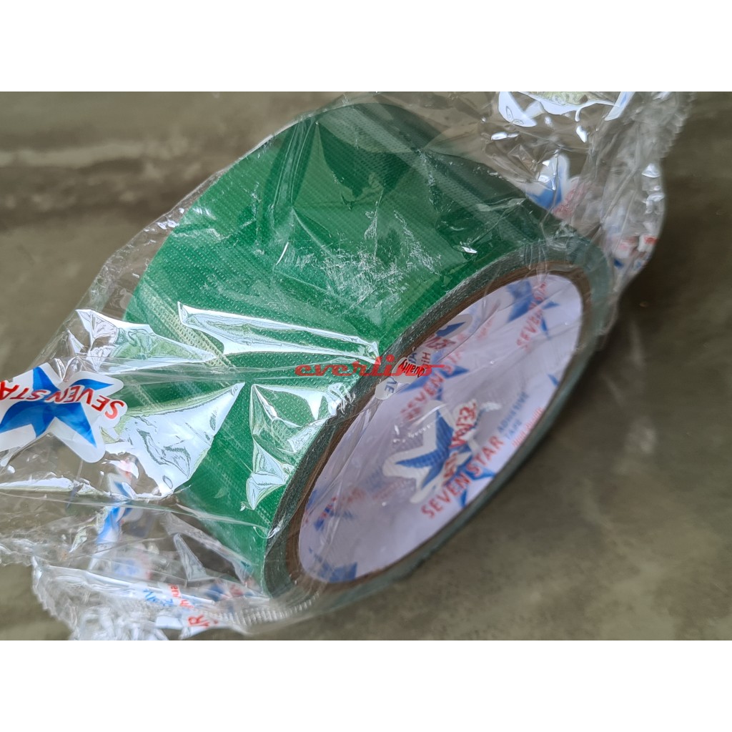 

berkah Kain Cloth SEVEN STAR tape 48 mm x 6 m warna HIJAU GREEN isolasi solasi selotip isolatip lakban plakban jilid besar 48mm 2" 2 inch