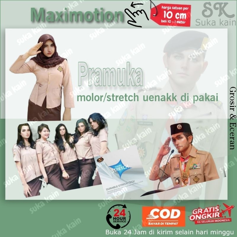 Maximotion Kain Bahan Seragam Pramuka SD SMP SMA Harga per 10 cm
