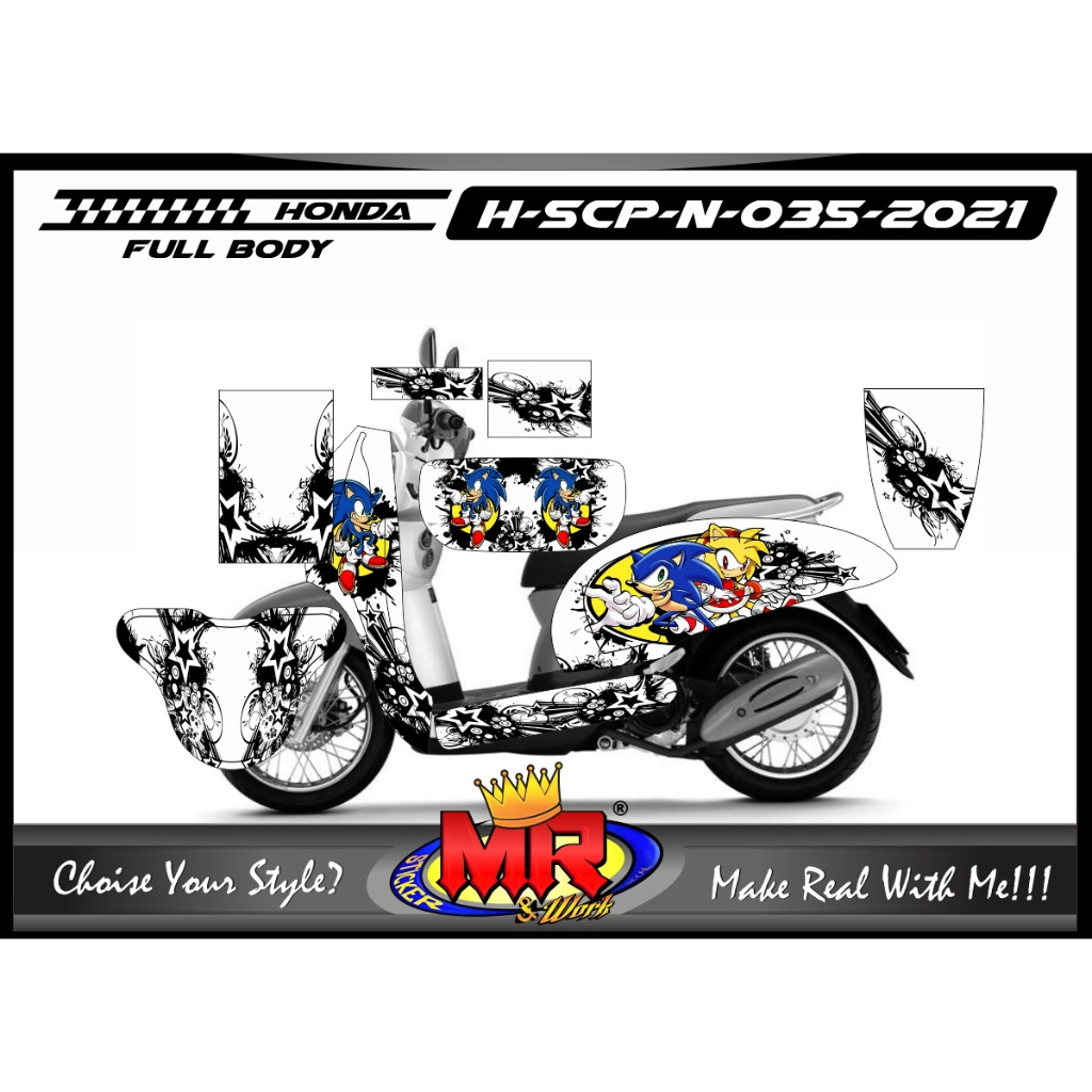 Decal Stiker Variasi Gambar Suka Suka Motor Honda Scoopy New FullBody
