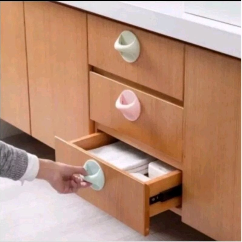 Tarikan Laci Alat Bantu SATUAN WARNA RANDOM Buka Tarik Pintu Lemari Pegangan Gagang Pintu Tempel Lem