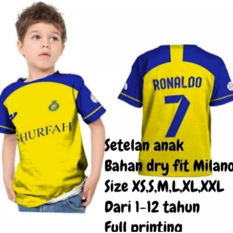 jersey anak Ronaldo alnassr Jersey Ronaldo baju bola anak Ronaldo kaos bola ronaldo anak AL NASSR Ro