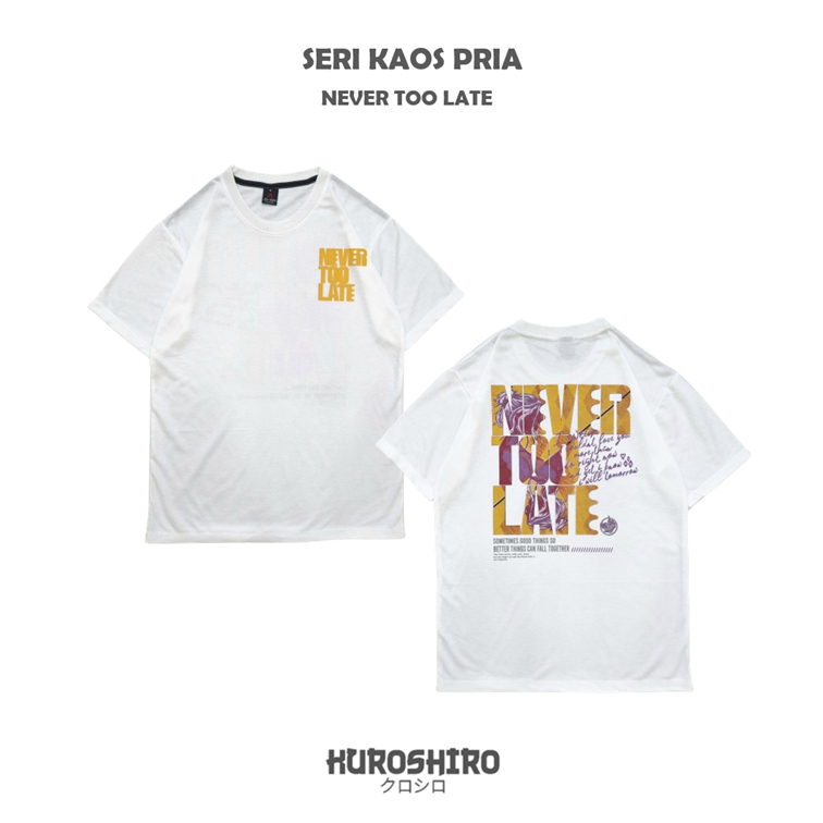 KUROSHIRO - Kaos Laki Laki Never Baju Pria Dewasa-WHITE