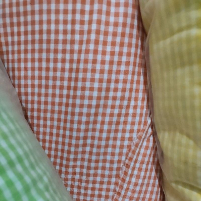 KAIN KILOAN KATUN MOTIF KOTAK ORANGE UTUH