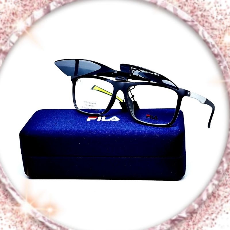 FRAME KACAMATA SPORTY FILA SFI200 FREE CLIP ON POLARIZED Mirror Lens Anti Silau Anti Pantul Kualitas