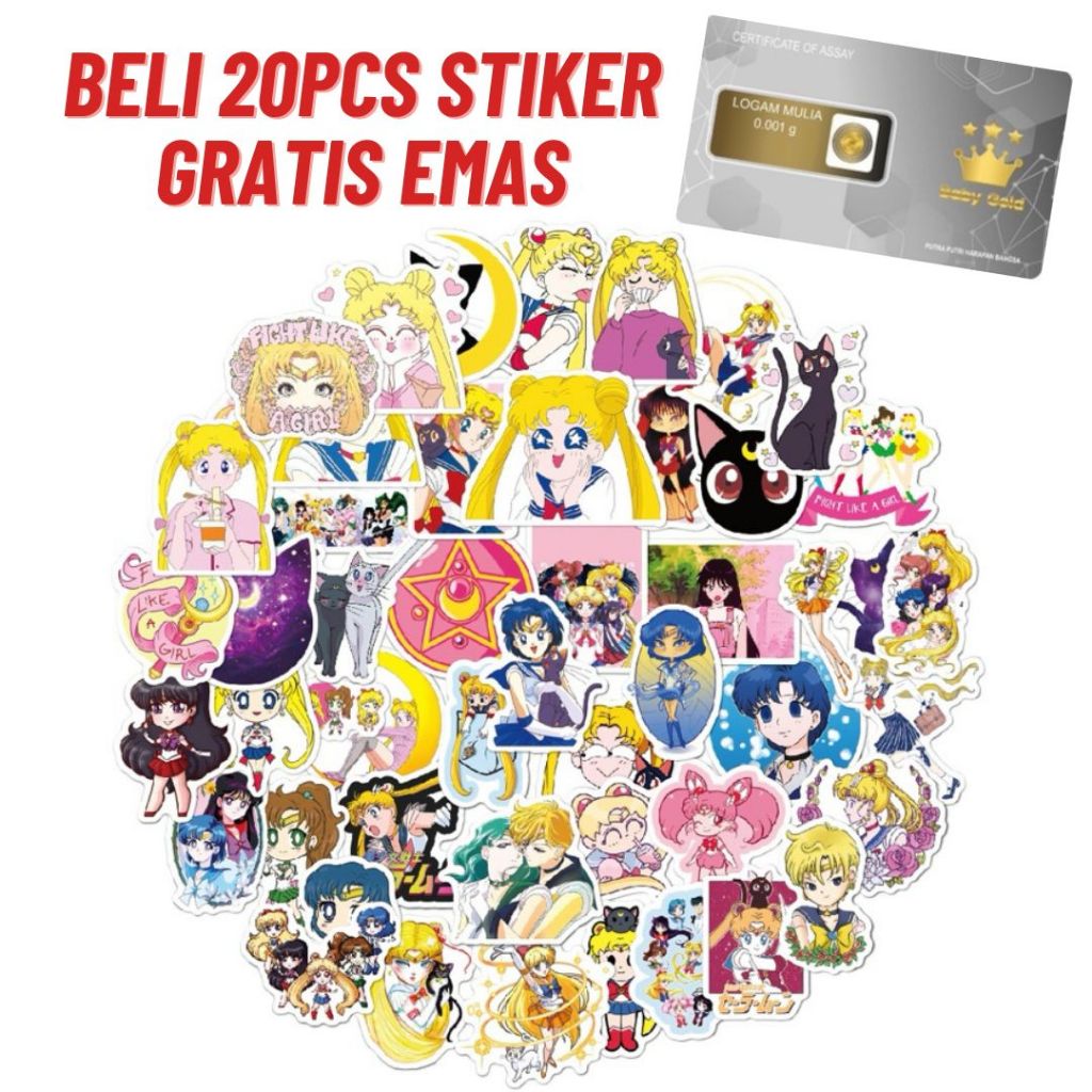 

50 PCS Stiker Graffiti Sailermoon Anti Air Untuk Dekorasi Koper / Notebook