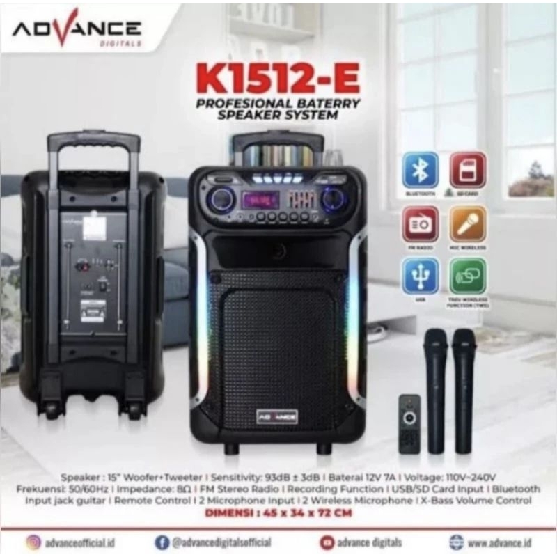 SPEAKER AKTIF PORTABLE ADVANCE 15INCHI K1512-E