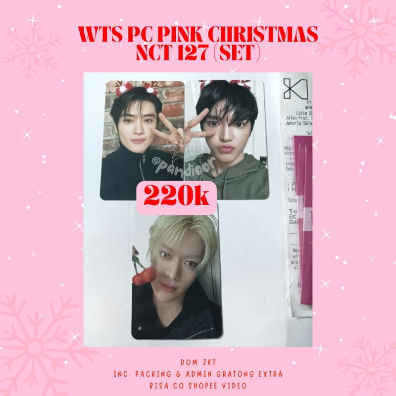 PINK CHRISTMAS PC NCT 127 JAEHYUN TAEYONG YUTA SET OFFICIAL PHOTOCARD