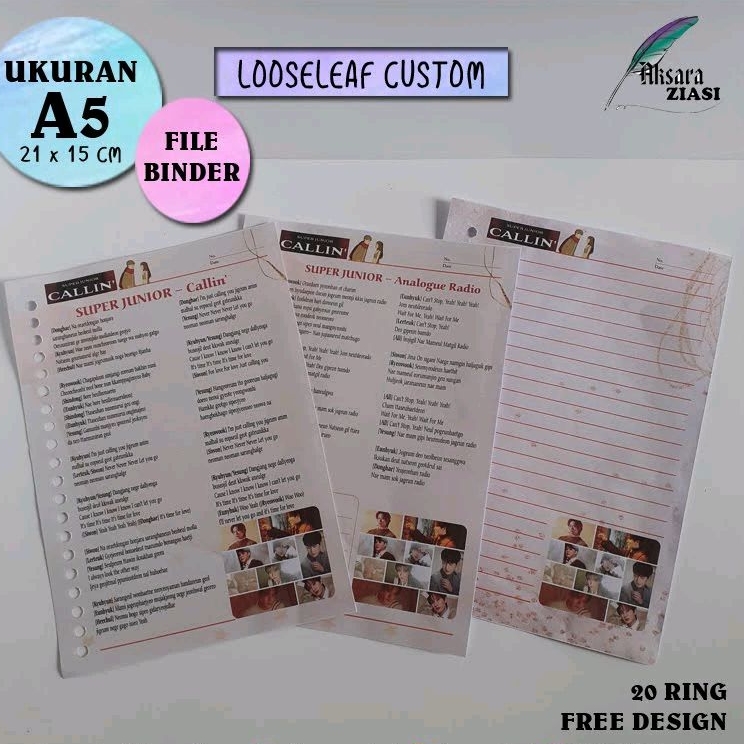 

Looseleaf Custom Lirik Lagu / Biodata/ Isi Refill A5 Harvest