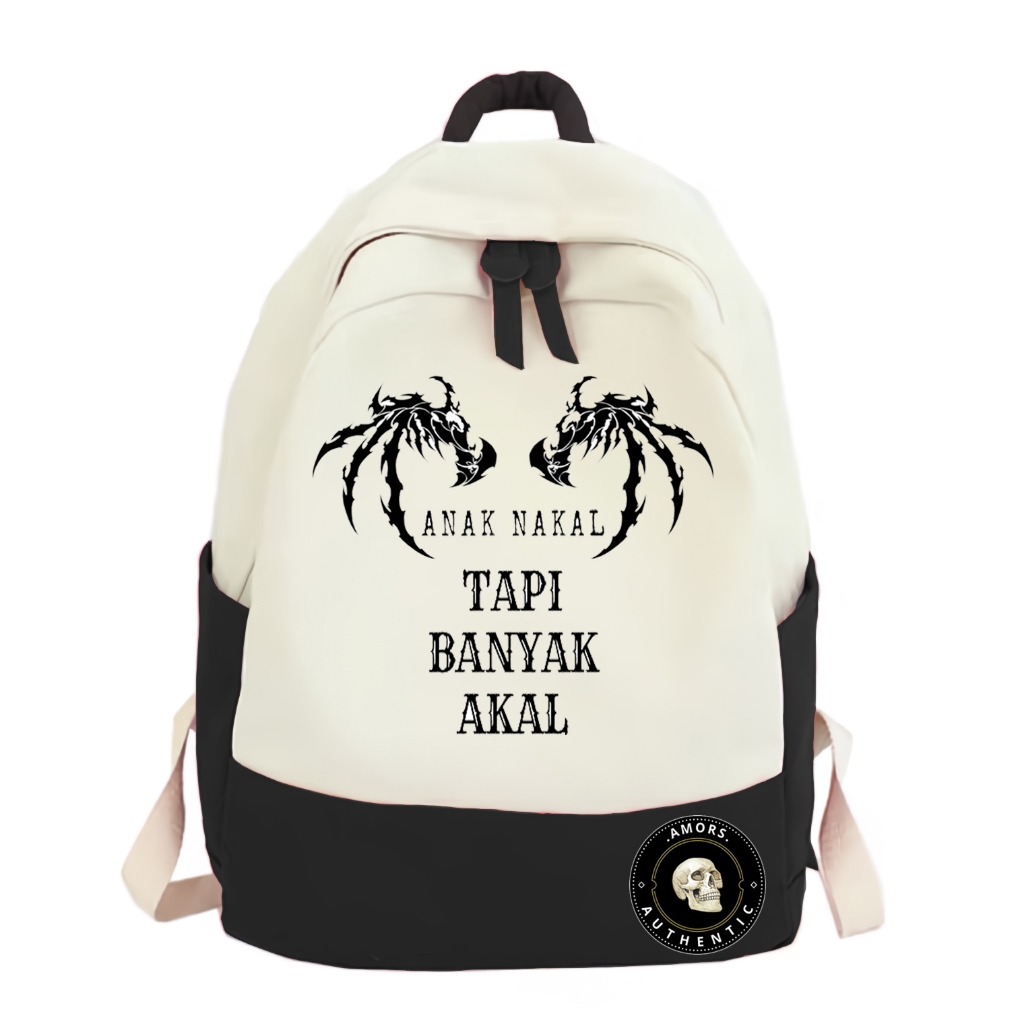 Tas Ransel Cowo/Cewe Unisex SD SMP SMA Kekinian Keren Kata-Kata Skena ANAK NAKAL TAPI BANYAK AKAL FR