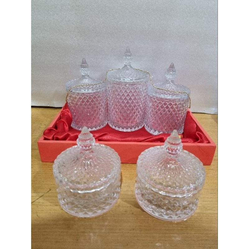 Toples kaca kristal motif wajik crystal toples kue toples permen imlek natal idul fitri murah