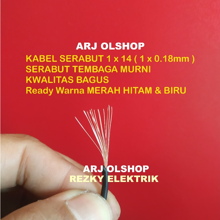 5 Meter Kabel Serabut Tunggal 1 x 14/ Kabel Serabut 1 x 14/ Kabel Motor/ Kabel Api / Kabel 20 AWG 20