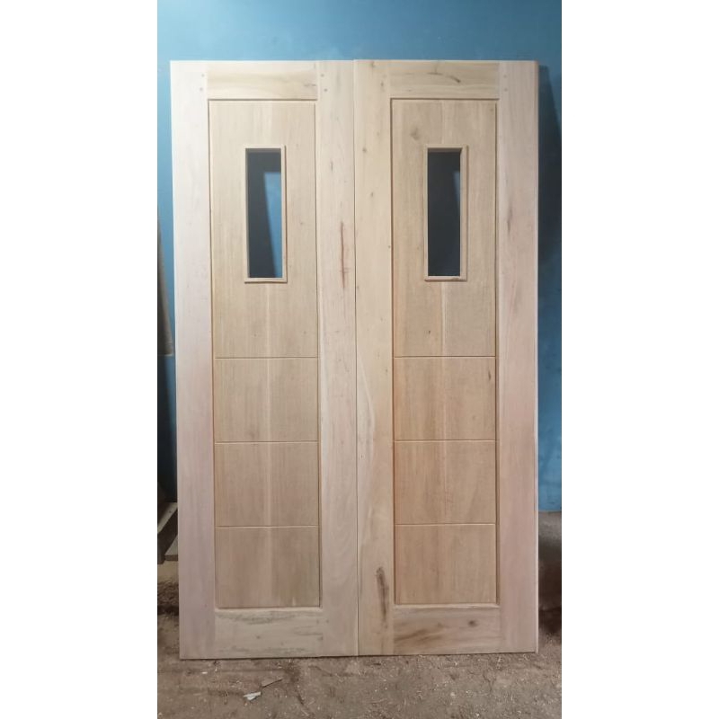 Pintu utama kuputarung kayu mahoni+kaca kecil