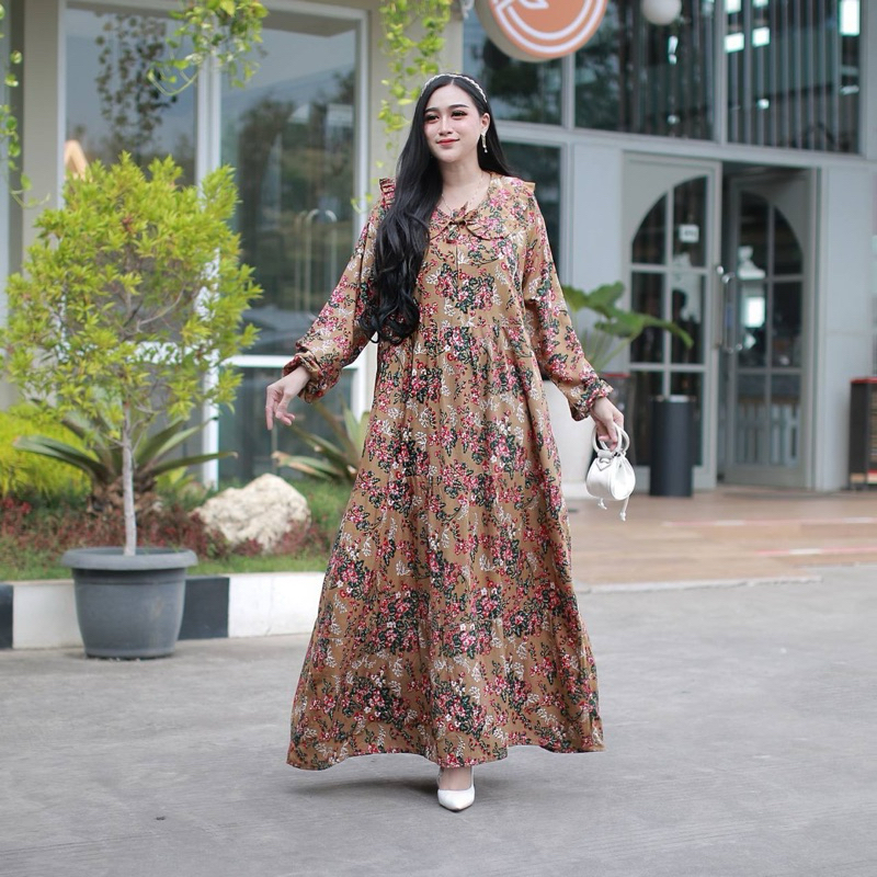 MIDI DRESS RAYON ARMOR TERLARIS GAMIS RAYON TERBARU 2024 GAMIS SUSUN JUMBO GAMIS RAYON LD 130 XXXXL 